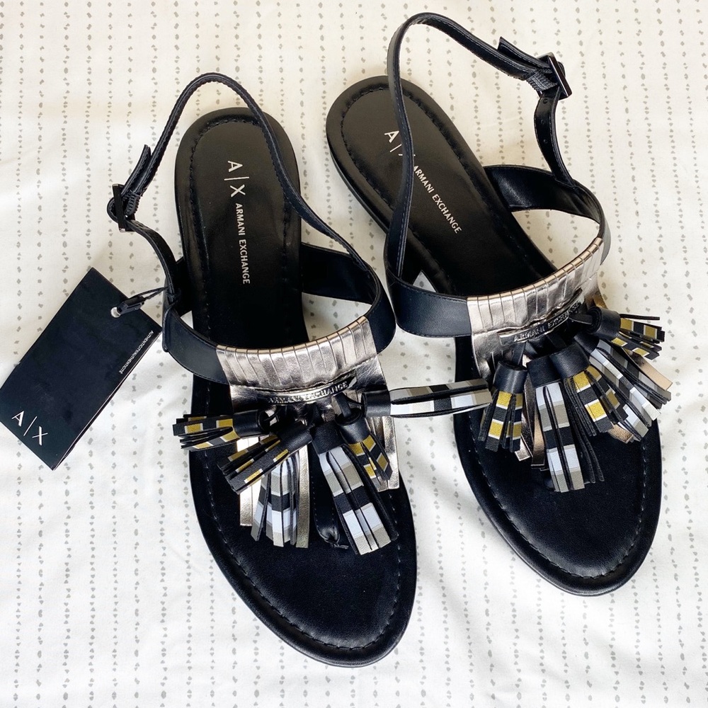 {Armani Exchange} tassel fringe thong sandals